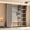 Arara de Roupas, Arara de Chão para Quarto, Arara Integrada para Closet Aberto, Unidade de Prateleira de Metal, Pode Ser Combinada com um Guarda-Roupa