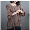 Top plisado de manga larga de 8 colores y 3 tallas, estilo japonés Rakuten, verano, nuevo, con drapeado interior y exterior
