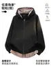 NASA SOBRE Sudadera cárdigan pesada de retazos a cuadros estilo americano para hombre, chaqueta con capucha casual primavera y otoño 2026