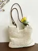 Bolso de punto, bolso tejido, bolso de playa de gran capacidad, estilo vacacional coreano relajado, estilo nuevo 2026, transfronterizo