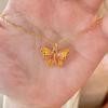 Método Antiguo Esmalte Degradado Dorado Traje Atardecer Otoñal Collar Mariposa Retro Lujo Ligero Colgante Anillo Kingdee para Mujer
