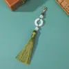 Colgante de abanico estilo antiguo nuevo de BoTing con cierre de langosta y borlas, hebilla de paz de doble cuenta, accesorio DIY para disfraces