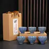 Juego de Té de Cerámica Jun Kiln Taza de Té Taza de Degustación Taza del Anfitrión Esmalte de Color Taza Individual Jianzhan Pequeño Regalo Vajilla de Té Lujo Ligero Retro