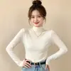 Nueva camiseta interior térmica de otoño e invierno en color liso, cálida y adelgazante, de manga larga, cuello semi-alto, camiseta interior para mujer