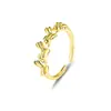 Anel Fresco Estilo Pastoral com Quatro Borboletas para Meninas, Prata Esterlina S925 Galvanizada com Ouro 18K, Anel Simples e Versátil Estilo Floresta