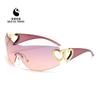 Moda Transfronteriza Nuevos Productos Corazón a Corazón Metal Nuevo Estilo Gafas de Sol Integradas Gafas de Sol de Moda Europeas y Americanas Gafas Y2K Mayoreo