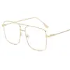 Gafas de sol D home de doble puente, marco metálico retro de gran tamaño, venta al por mayor 1014, montura completa cuadrada de personalidad, lente plana, gafas de doble puente