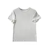 Ropa de Mujer de Alta Gama Nanyou Mismo Estilo TR Color Sólido Cuello Redondo Seda de Hielo Manga Corta Camiseta Mujer Verano Nuevo Versátil Top de Punto