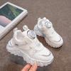 Zapatos de Mujer Primavera y Otoño 2023 Nuevo Cuero Impermeable Tenis para Niños Medianos y Grandes Botón Giratorio Zapatos Torre para Niñas