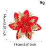 Decorações de Natal Flores de Natal Li Chen Dourado e Prata Vermelho Três Camadas Flores Artificiais Decorações para Pendurar na Árvore de Natal Adereços de Fotografia