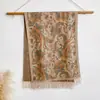 Bufanda Jacquard de Imitación Cachemir Estilo Étnico Flor de Anacardo Transfronteriza Nueva para Mujer para Usar al Viajar y Vacacionar, Bufanda de Foto para Mantenerse Caliente