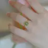 Anel de Açúcar Moda Personalidade Versátil Imitação de Jade Hetian Abertura Ajustável Joia Chapeuzinho Vermelho Tom Vibrante Mesma Joia