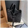Bolsa de Ombro Jeans Tendência Grande Capacidade Bolsa Transversal Retrô Bolsa Tote Casual Versátil Nova Moda 2025 para Mulheres