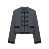 Ropa de Mujer al por Mayor Transfronteriza Diseño de Estilo Europeo y Americano Chaqueta Corta Elegante con Botones de Estilo Británico