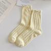 Calcetines Deportivos Blancos de Primavera y Otoño para Mujer a Rayas de Dos Barras Estilo Académico de Media Caña Calcetines Cortos de Estudiante Estilo Coreano ins Trendy