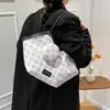 Bolsas de Viaje Europeas y Americanas para Mujer 2025 Nueva Moda Tendencia Otoño e Invierno Versátil Bolso de Hombro a Cuadros Tote de Gran Capacidad