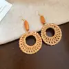 Pendientes Geométricos de Flor de Ratán Estilo Resort de Playa, Pendientes de Lujo Ligero y de Gama Alta, Pendientes Bohemios de Moda y Personalizados