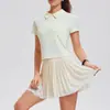 Traje Deportivo Transfronterizo para Mujer, de Manga Corta, Ligero, Transpirable, Polo Ajustado, Falda de Tenis Adelgazante para Fitness
