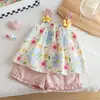 Conjunto de Ropa de Verano para Niñas, Elegante Conjunto de Dos Piezas con Camisola Floral y Shorts, Nueva Moda 2026 para Bebés Niñas