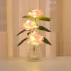 Regalo de San Valentín transfronterizo: Lámpara de noche de flor con lámina de oro rosa, lámpara de ambiente de escritorio, flor artificial, regalo creativo de Navidad