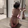 Lencería Sexy con Estilo Nacional, Cheongsam de Malla Transparente, Cintura Alta con Abertura, Uniforme de Chica Picante, Puro Deseo, Set de Cheongsam Sin Necesidad de Quitar