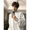 Sudadera Cleanfit para hombre de forro polar gris jaspeado, camiseta de manga larga de peso pesado estilo americano para otoño e invierno, corte regular en los hombros, ideal como capa interior