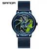 Reloj de cuarzo Sanda para hombre, moderno, sencillo, resistente al agua, creativo, hueco, de cuarzo, con rueda, electrónico.
