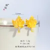 Aretes de Tachuela Puzuo Color Fuerte que Conserva el Color Chapados en Oro Nuevo Estilo Chino Torre de Flores Cubo de Azúcar Nudo de Lazo Flor de Cuatro Hojas Hoja de Arce Calabaza Oreja de Gato Circonita para Mujeres