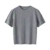 Camisa de Punto de Manga Corta Mezcla de Lana Color Café Retro para Mujer, Novedad Principios de Otoño 2026, Ajustada, Tejido de Punto Trenzado, Cuello Redondo, Camiseta Básica