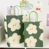 Xiaohongshu Estilo Igual Retrô Verde Flor Grande Pequeno Fresco ins Simples Saco de Papel Kraft Saco de Presente Bolsa de Ombro de Alto Valor