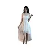 Minivestido de Nuevo Estilo con Parte Delantera Corta y Trasera Larga, Vestido Sexy de Tirantes Finos, Empalme de Malla sin Tirantes, Corte Ajustado, Falda Irregular