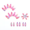 Uñas postizas largas en forma de almendra Y2K aurora arcoíris degradado parches para uñas macaron fantasía parches de uñas postizas