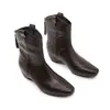Primeiro Encontro Ji Moda 5cm Aumento de Altura Botas de Cavaleiro Retrô Femininas Salto Grosso Bico Quadrado V Botas Longas/Curtas Vintage