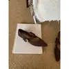Zapatos Planos de Tacón Bajo con Punta Aguda y Boca Baja Estilo Coreano con Correa Única 2025 Nuevos Zapatos Mary Jane de Gamuza Retro Francés para Mujer