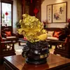 Cuenco de la Fortuna Dorado con Adorno de Repollo que Atrae la Riqueza, Regalo para Atraer la Riqueza para Apertura de Tienda, Artesanía Decorativa para Recepción de Empresa