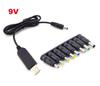 Línea elevadora de energía USB 5V a DC9 V/12V línea convertidora elevadora con cabezal 8DC línea de transferencia multifunción