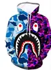 Suéter 3D Bape cabeza de mono estampado cabeza de tiburón patrón cos suéter con capucha sudadera con capucha y cremallera al por mayor