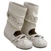 Temporada del Primer Encuentro: Botines de encaje estilo ballet con cordones hasta la mitad de la pantorrilla para mujer con hebilla de cinturón y aumento interno de altura, nueva versión coreana de verano 2026 con lazo