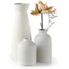 Conjunto de Vasos Cerâmicos, Decoração de Casa, Arranjo de Flores para Sala de Estar, Conjunto de Três Peças de Recipiente para Flores Moderno, Decoração de Vaso Branco
