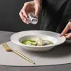 Plato de Cena Cerámico Casual y de Aspecto Elevado, Plato Blanco Puro para Pasta Occidental, Plato Hondo para Sopa de Sombrero de Paja de Lujo Accesible, Plato Hondo para el Hogar