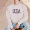 Sudadera de cuello redondo transfronteriza con estampado de EE. UU. Amazon Wish Venta al por mayor Producto de Temu Borgoña