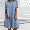 Vestido de Mezclilla Popular para Mujer 2026 con Diseño de Botones, Corte Holgado, para Tiendas Independientes Transfronterizas Europeas y Americanas en Amazon