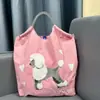 Bolsa de Lona Bordada Ecológica Grande Capacidade Nylon Transversal Tote Bolsa de Ombro para o Dia a Dia Compras Bolsa Tote