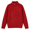 ACU Roupa Masculina Suéter Masculino Meia-Zip Gola Alta 2026 Outono/Inverno Novo Cor Sólida Malha Solta Top