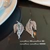 Aretes de Hoja de Gema Brillante, Chapados en Oro Blanco de 18K, Tachonados con Diamantes y Zirconias, Aretes de Tuerca con Aguja de Plata que Brillan