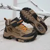 Zapatos de algodón para niños, talla grande, forrados de felpa y engrosados, botas de algodón de doble capa, antideslizantes, cálidos, resistentes al frío, botas de nieve, duraderos con protección de puntera de acero