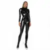Traje de Cuero Integral de Látex PVC Espejo 5XL Ajustado Brillante Estilo Corsé Mono de Cuero Espejo con Pantalones con Cremallera