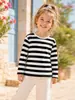 Camiseta Little maven para Niños y Niñas, Lindo Top Infantil de Otoño, Camiseta Base de Algodón de Manga Larga a Rayas de Color Sólido