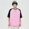 Camiseta Estilo Verano Pareja Hombre Patchwork Multicolor Manga Corta Marca de Moda Ins Casual Deportiva Top de Media Manga