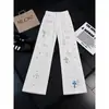 Jeans de Lujo Ligero Americano con Bordado Pesado Desgastado, Pantalones con Parche de Cuero, Casual, High Street, Adelgazantes, Versátiles, Pantalones Largos